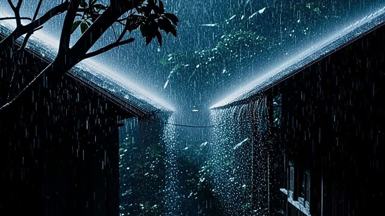 No Ads Rain Sounds for Sleeping - ASMR Heavy Rainstorm On Tin Roof to End Overthinking