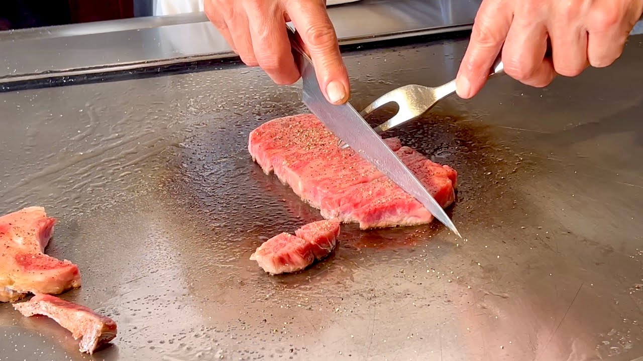 Насладитесь редкой мраморной говядиной на теппане, приготовленной мастером #japanesefood
