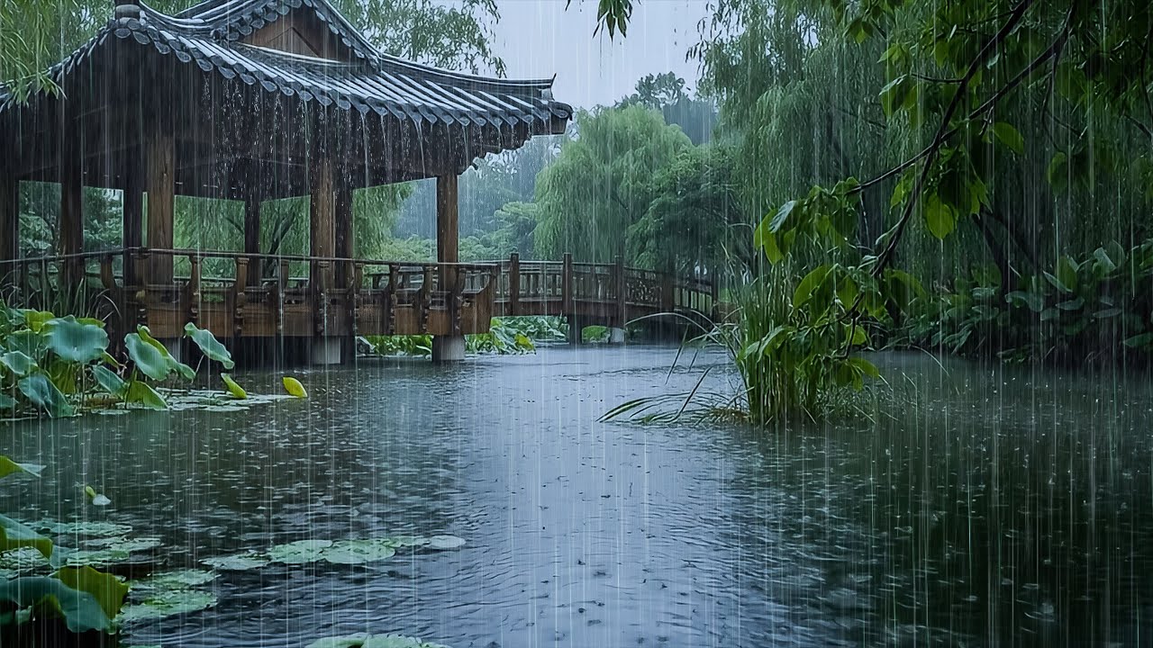 Naturally Sleep with Soothing Rain on Beautiful Forest Lake | ASMR Rain Forest to Cure Insomnia