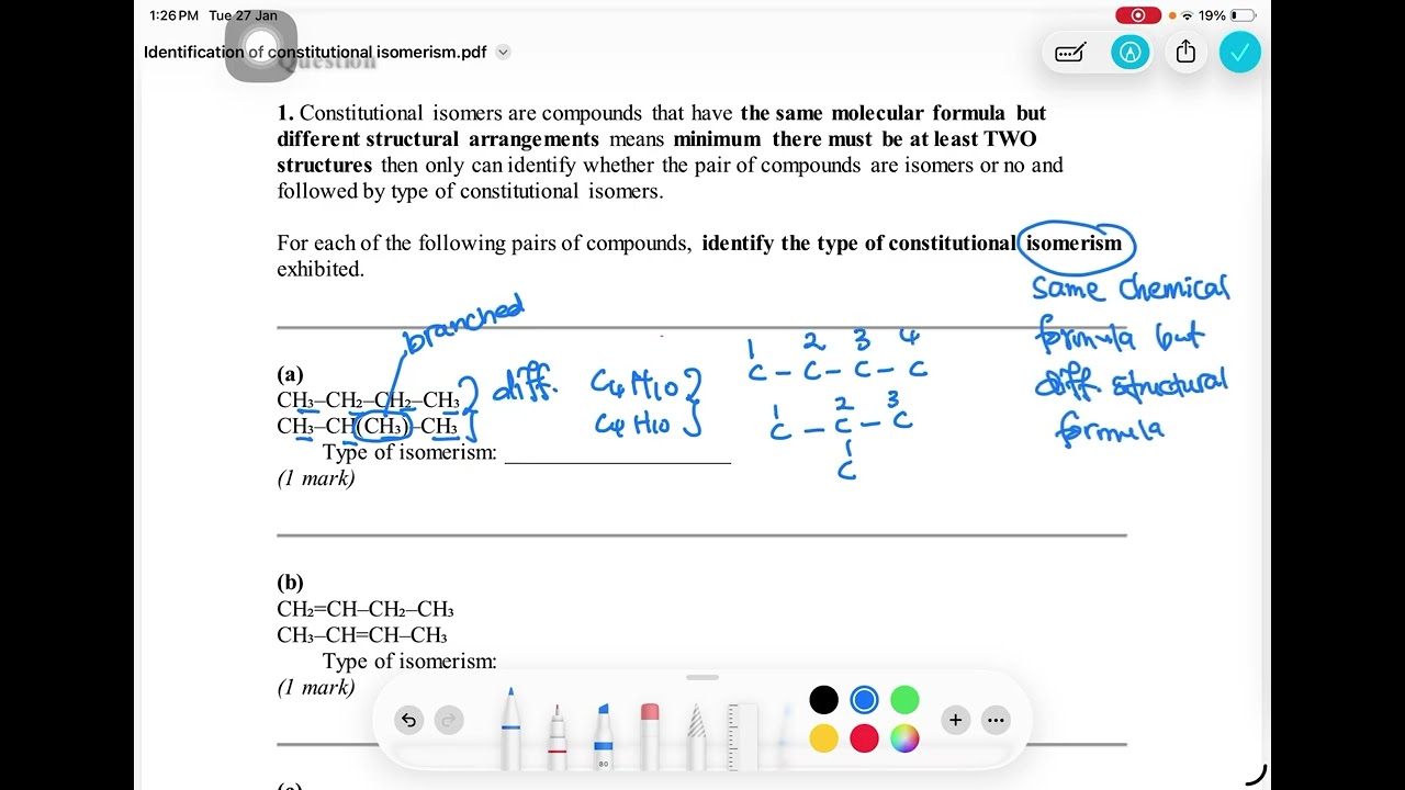 Video 7b Practice Types of Constitutional Isomerism