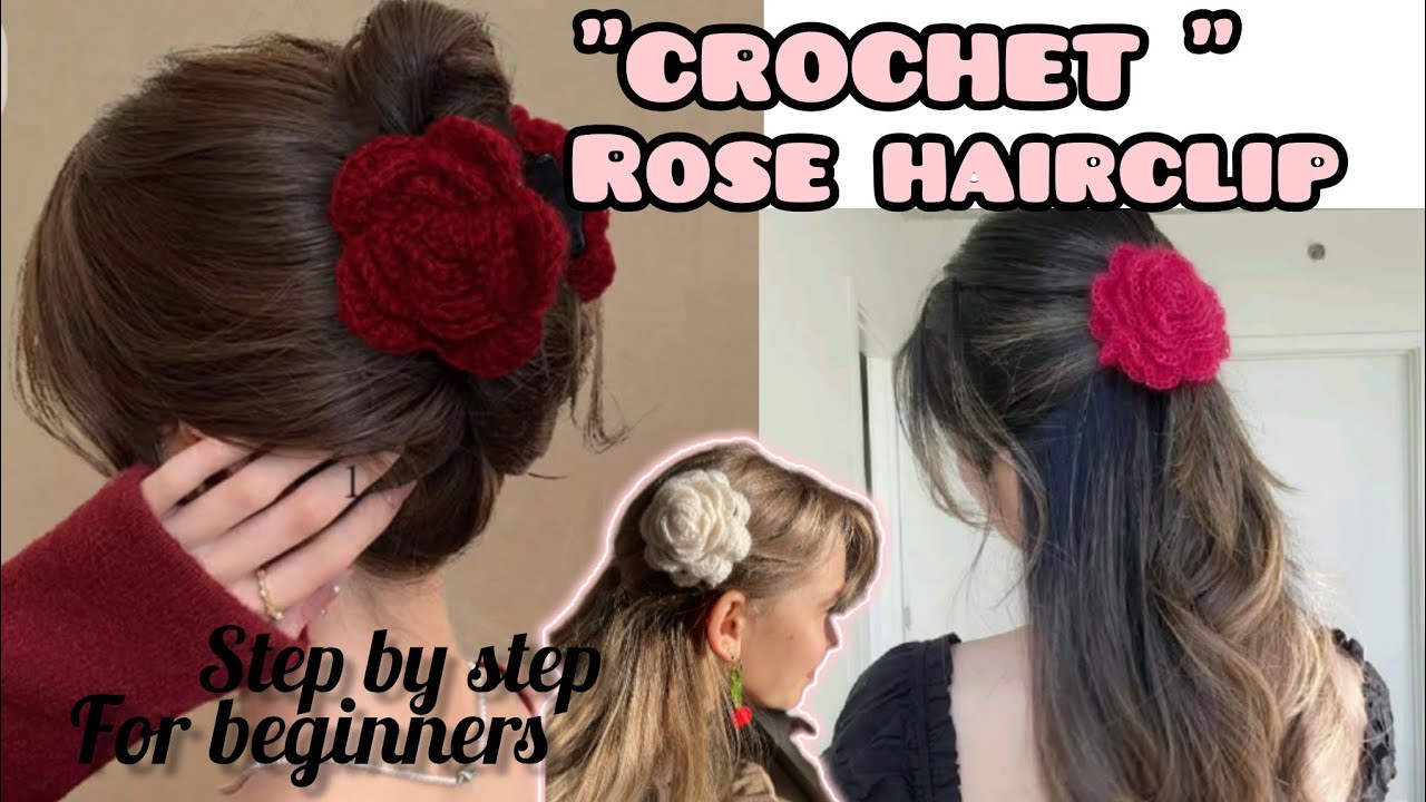 Easy Crochet Rose 🌹 Hair Clip | Perfect for Beginners!”