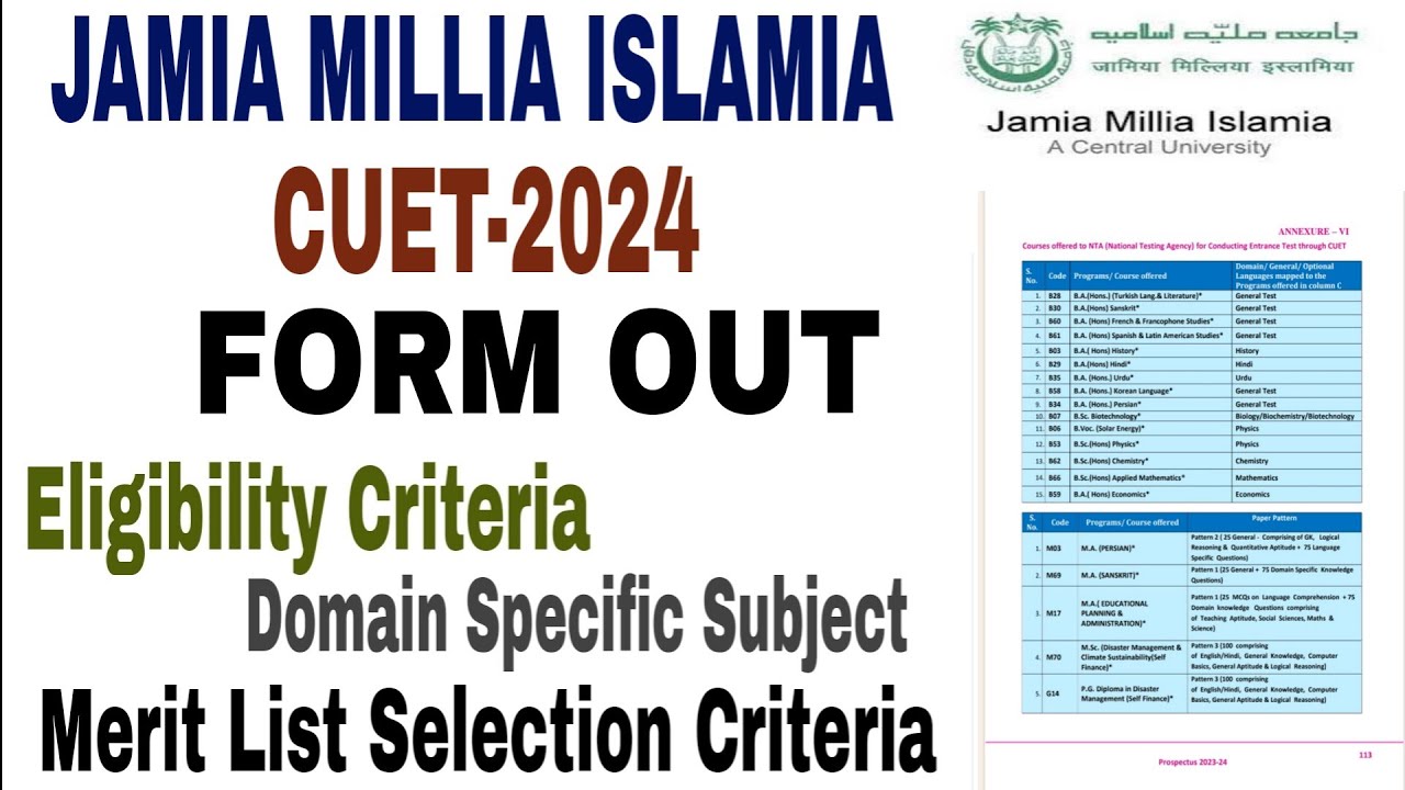 Jamia Millia Islamia CUET 2024 Admission form out how to fill jamia CUET form 2024