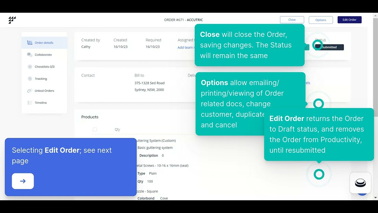 Factory.app: Draft status  edit Order