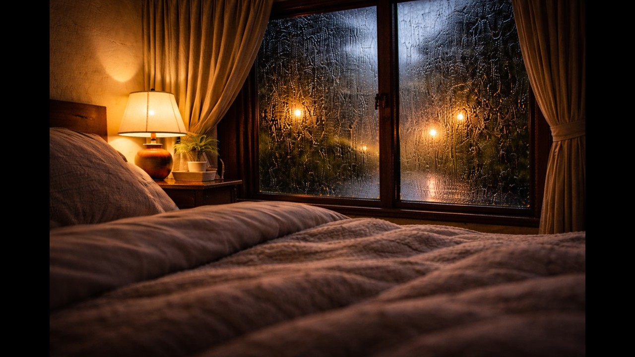 Night Feels Too Quiet? Relax with Soft Rain on Window (8 Hours, No Music)