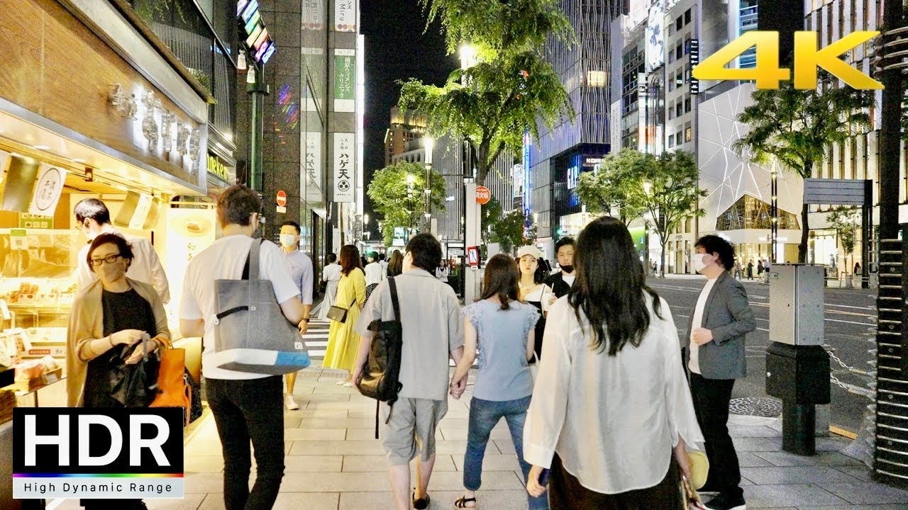 【4K HDR】Tokyo Night Walk - Ginza, Tokyo station