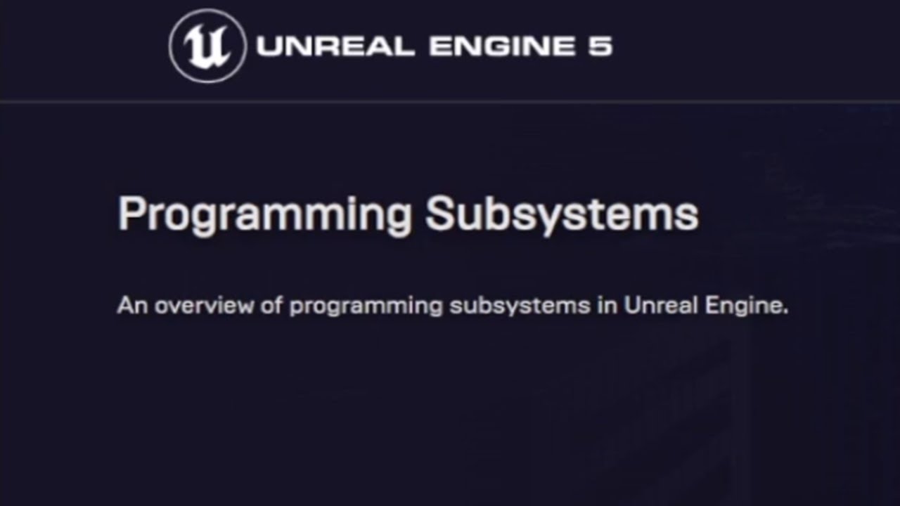 Введение в подсистемы | Unreal Engine 5