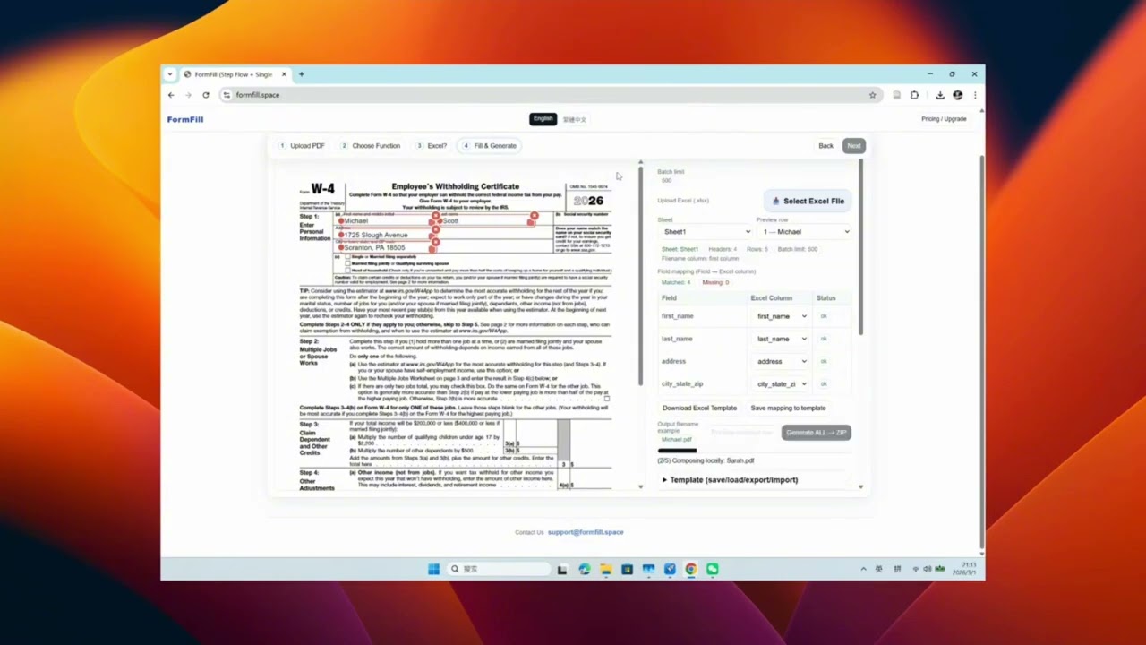 FormFill a amazing tool to release your hands from filling PDF from EXCEL 
