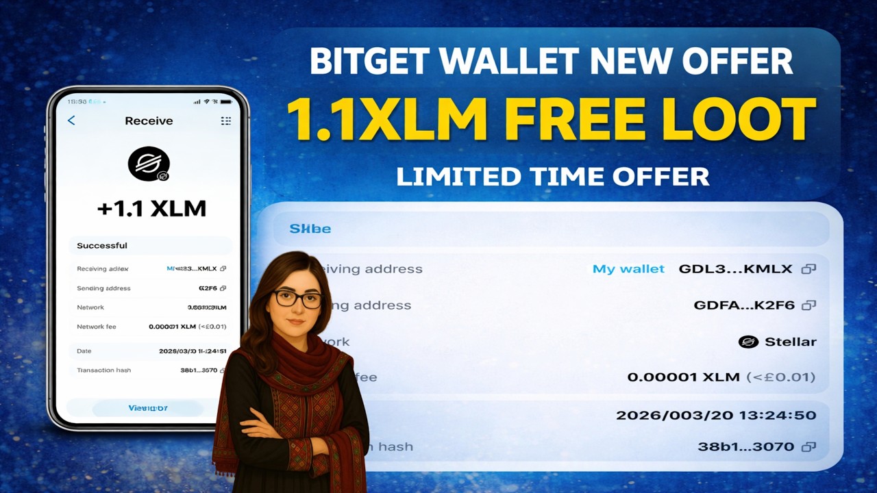 Bitget Wallet New Free Loot 1.1 XLM FOR FREE | Bitget Wallet XLM Complete Process | TechSonya45