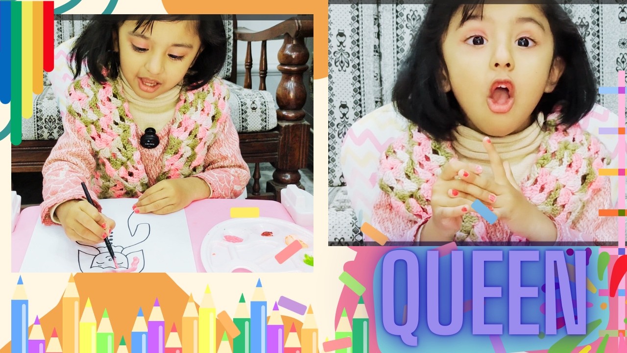 How to color in queen | fun learning activity for toddler #colors #drawing #queen #kidslearning