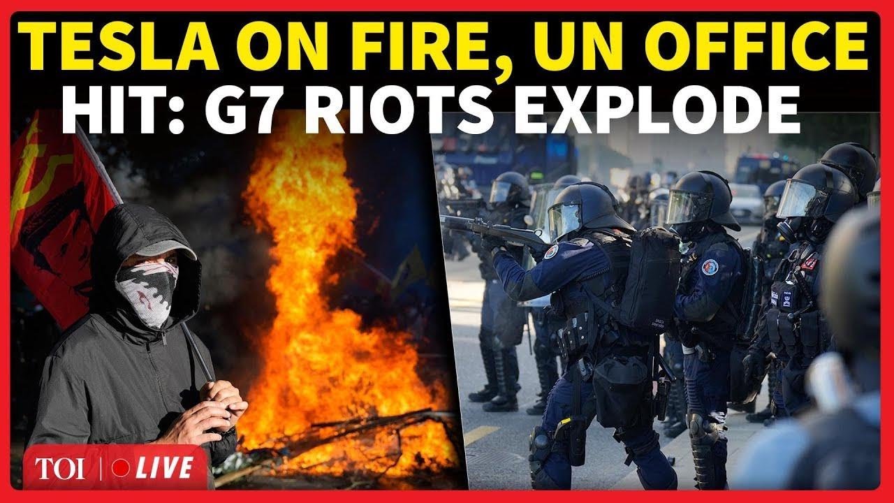 G7 RIOTS LIVE | Violent Protests EXPLODE In Geneva; Tesla BURNT, UN Windows SMASHED | Switzerland
