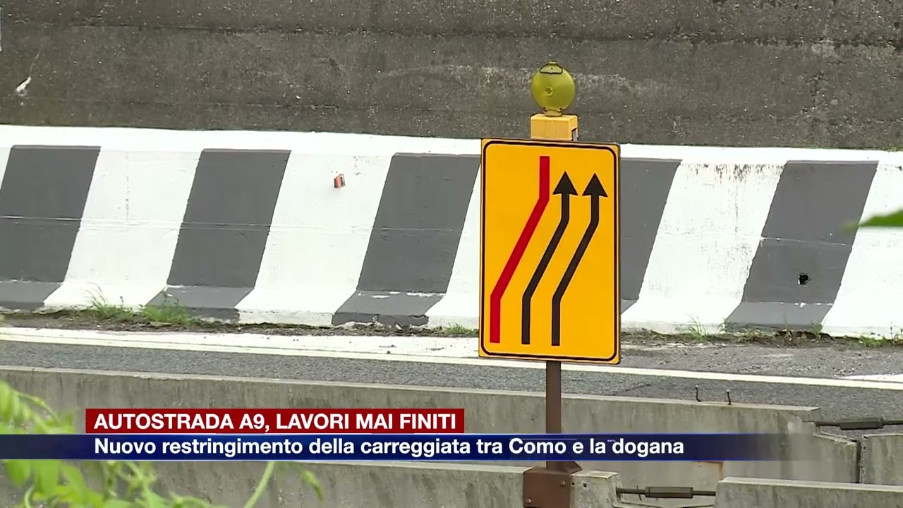 Etg - Autostrada A9, lavori senza fine. Carreggiata di nuovo ristretta tra Como e la dogana