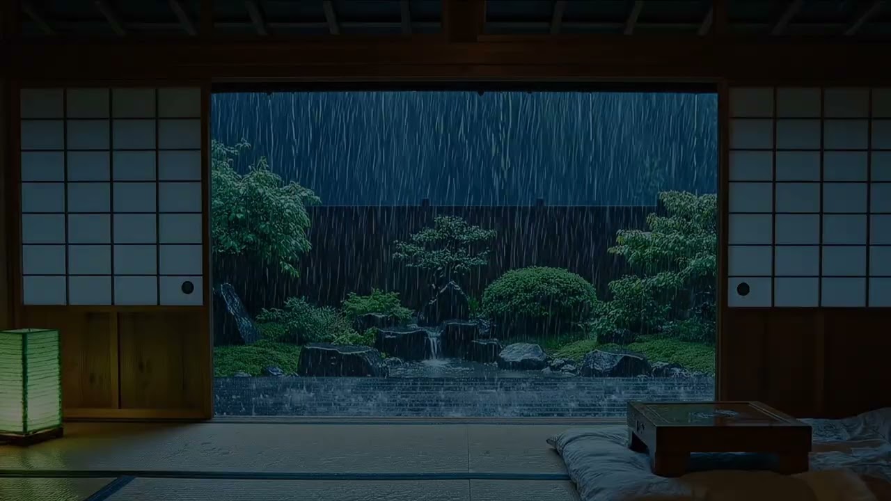 Rain Sounds in a Dark Bedroom (No Ads) Relaxing Ambience for Deep Sleep, Focus, and Meditation