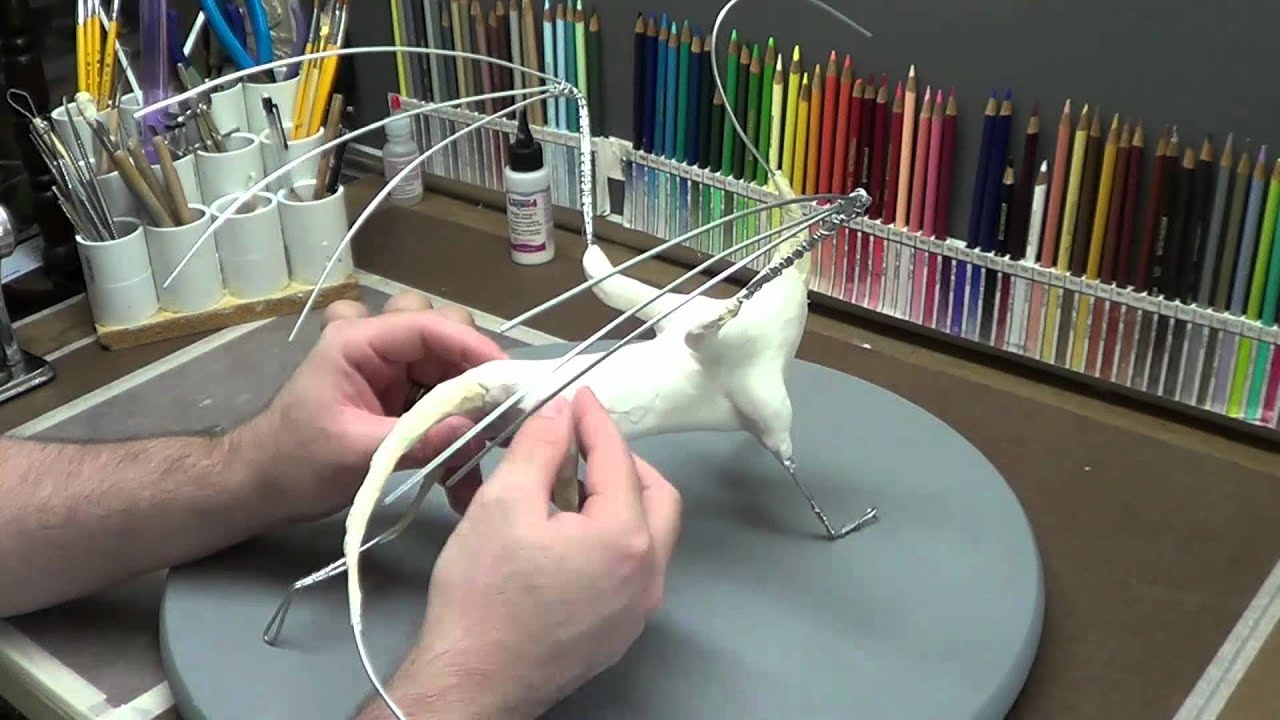 Full Dragon Sculpture, Part 3. starting clay (covering the armature)