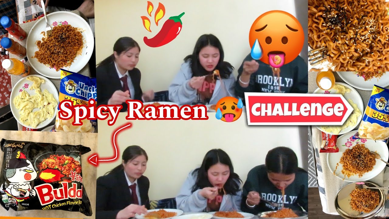 First Time Ramen 🍜 Challenge With Friends 🥵 | Who is the Winner❓#ramen #ramenchallenge #spicy
