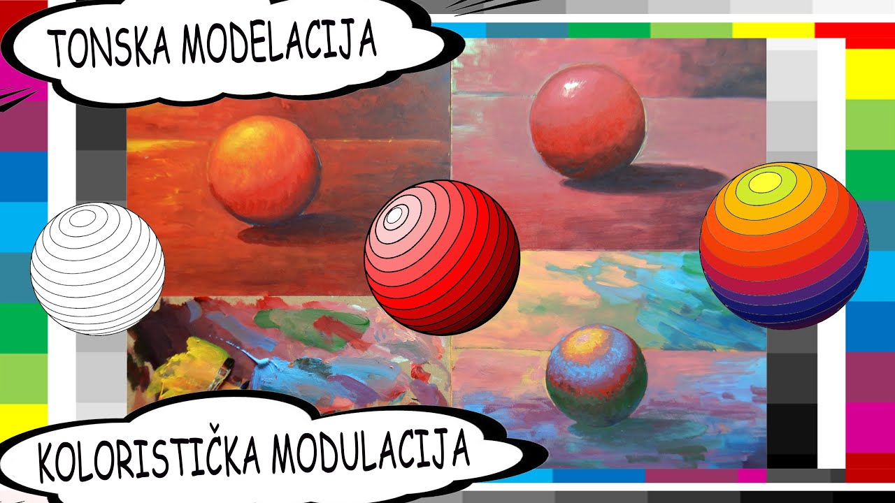 TONSKA MODELACIJA - KOLORISTIČKA MODULACIJA / HOW TO PAINT A SPHERE explained 3-D  likovni123