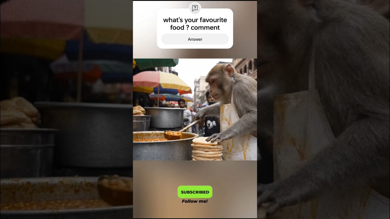 Monkey Chef Serving Delicious Chole Kulche on Street! 🐵🔥 | 