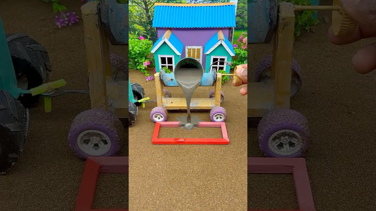 🚧 Mini Concrete Pillar Making Machine | Real Working DIY Construction Toy Setup #youtubeshorts