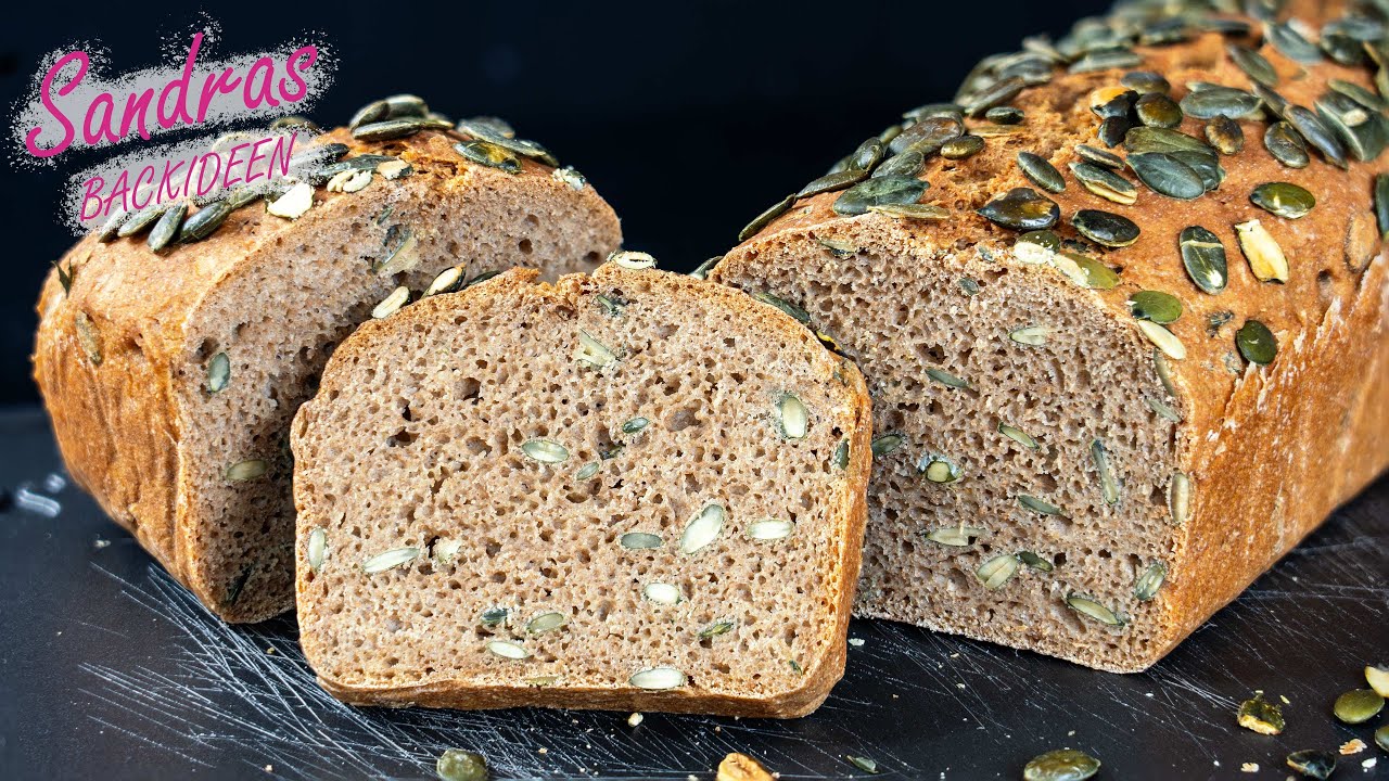 Roggenbrot | Vollkornbrot mit Kürbiskernen | Brot backen - ohne Sauerteig