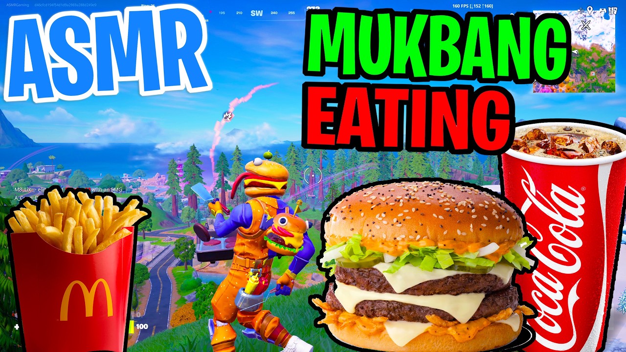 ASMR Gaming 🍔 Fortnite NEW Big Arch Burger Mukbang Eating Relaxing Spectating 🎮🎧 Whispering 💤