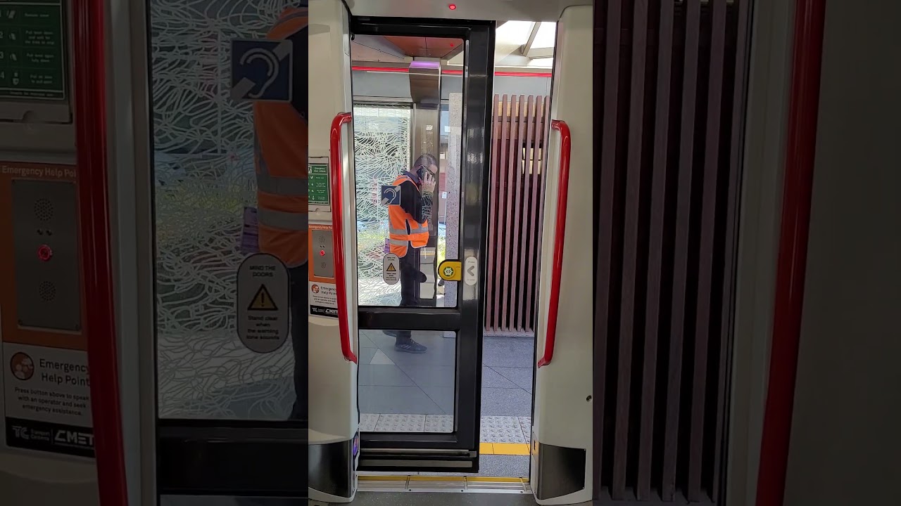 CAF Urbos 3 tram closing doors 