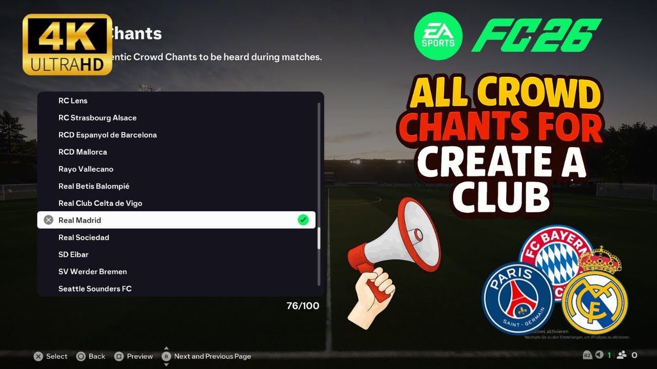 EA FC 26 │ALL CROWD CHANTS for Create a Club in CAREER MODE ⚽│EA SPORTS FC 26