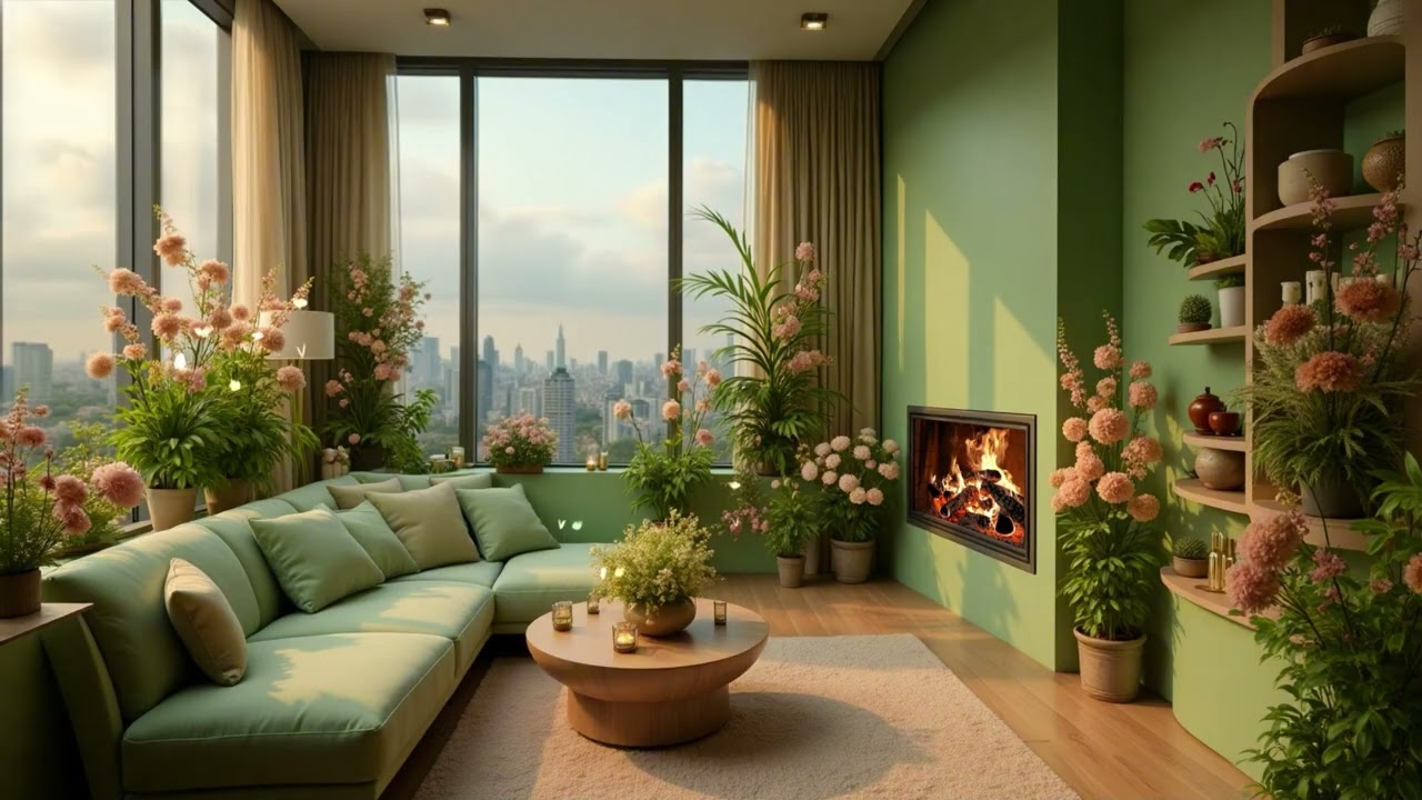 Serene Night Fireplace Atmosphere | Piano Music & Crackling Fire for Peace