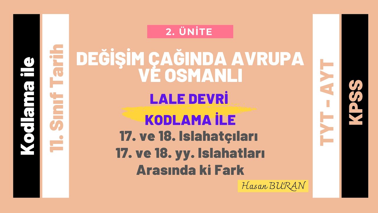 Lale Devri Islahatları Kodlaması (11. Sınıf Tarih, TYT, AYT, KPSS)