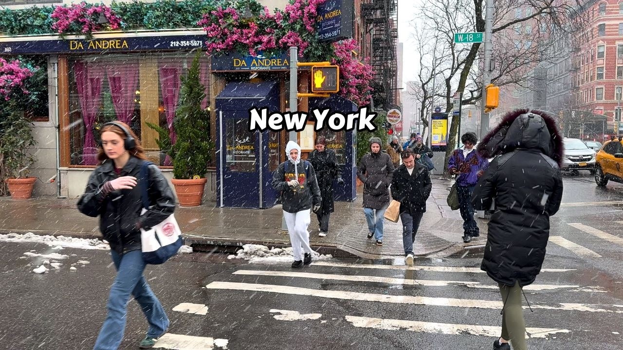 2025 New York Snow Walk 4k Manhattan Virtual Tour greenwich village Snowfall Travel To NYC