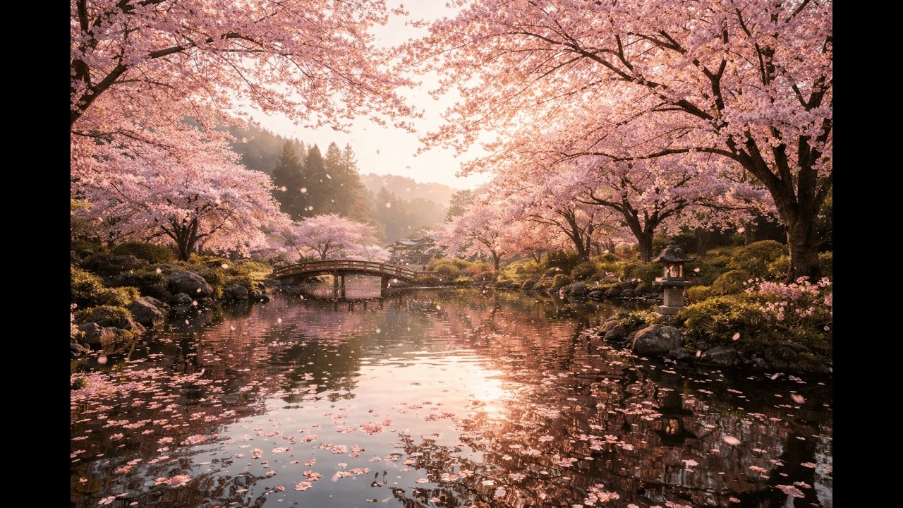 Cherry Blossom Garden 🌸 | 1 Hour Relaxing Nature Screensaver | Calm Spring Ambience (1080p)