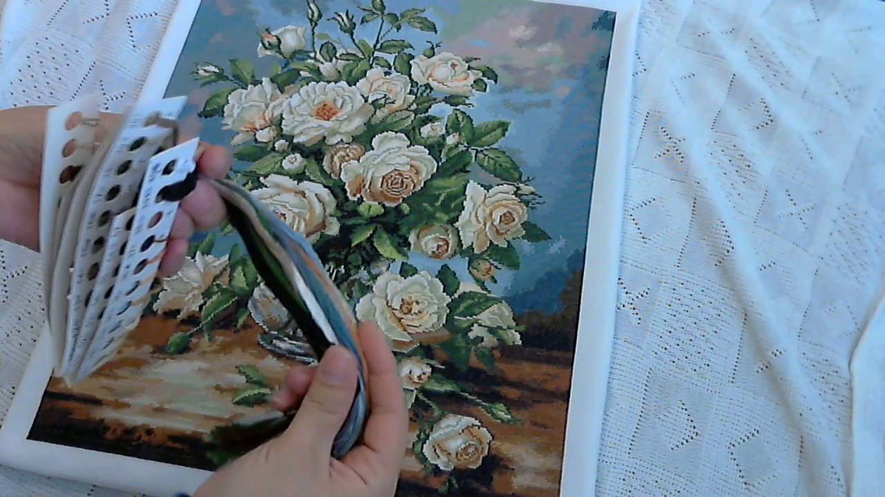 Вышивка крестиком. Букет белых роз от Золотое Руно. Готовая работа