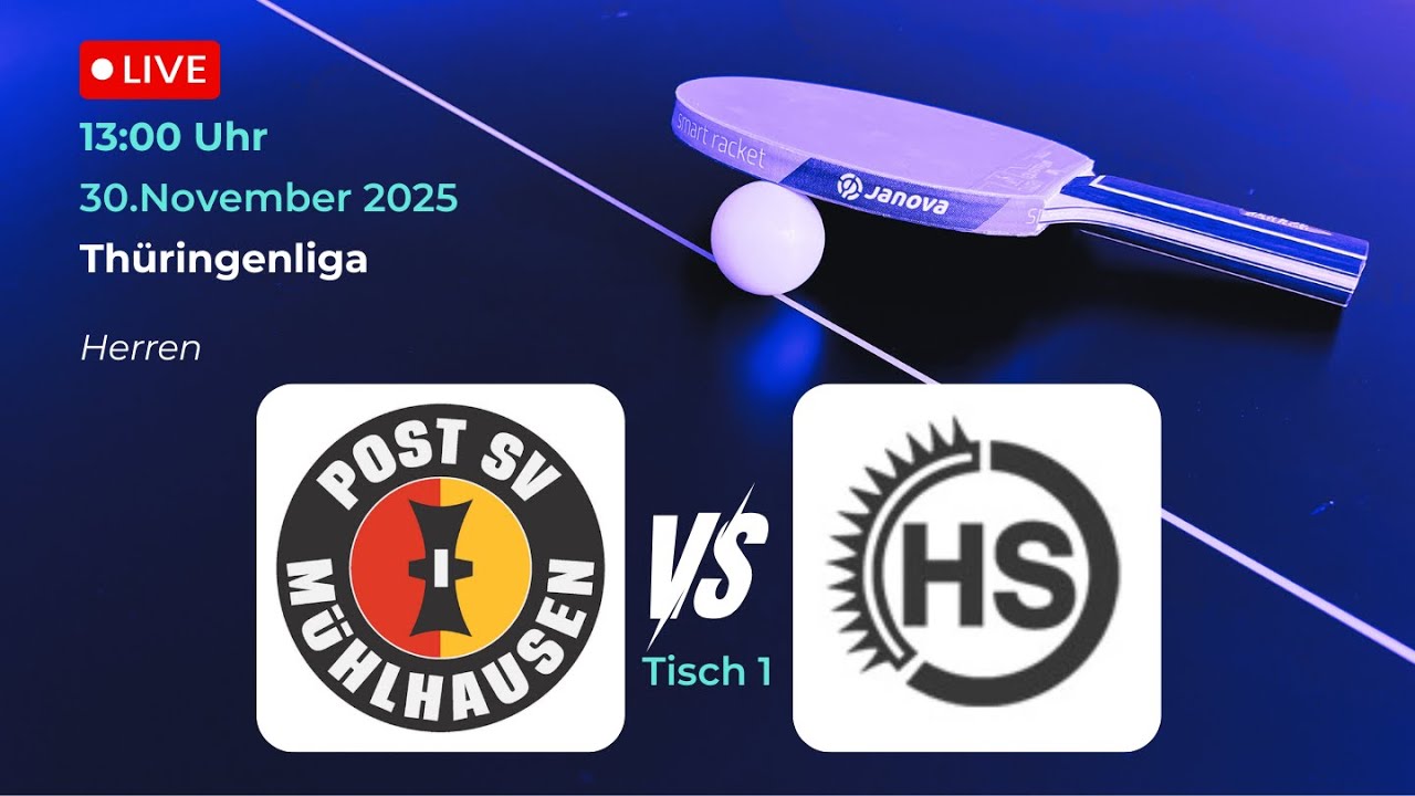 Post SV Mühlhausen III vs. TTC HS Schwarza | Thüringenliga Tischtennis Herren Tisch 1