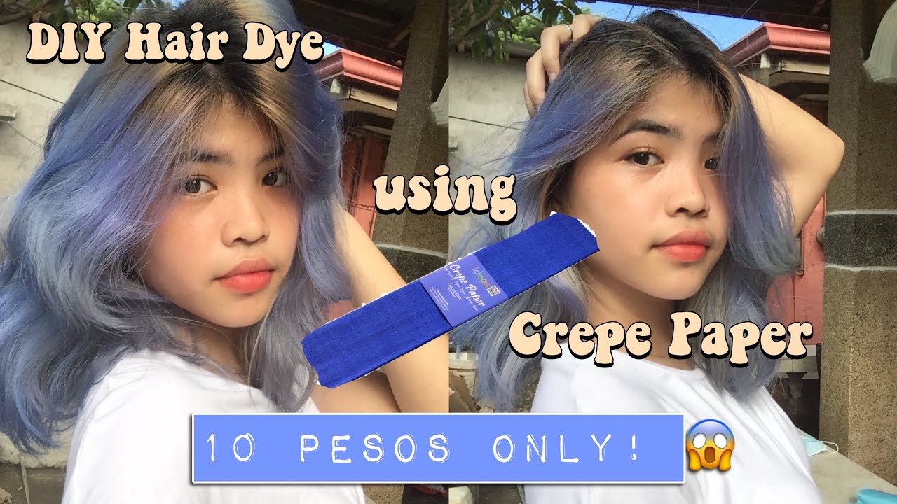 DIY HAIR DYE using CREPE PAPER (Blue Hair for only 10 pesos! 😱) | Janine Rivera