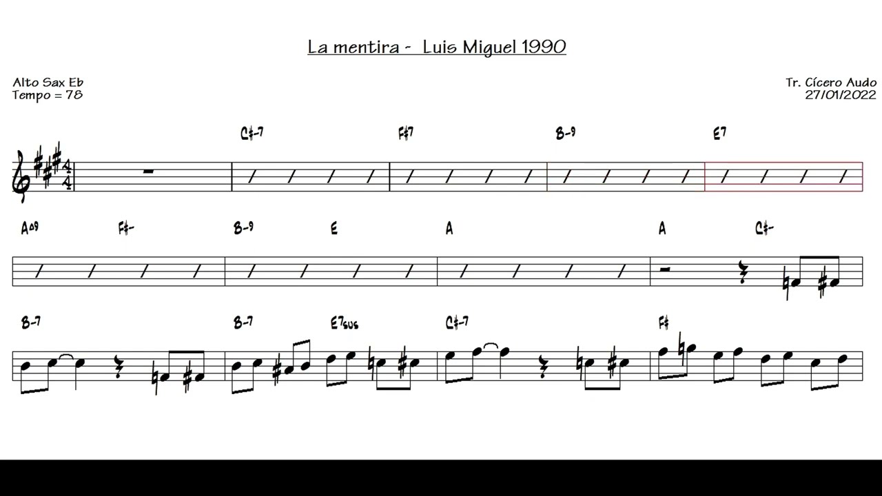 La mentira - Luis Miguel 1990 (Alto Sax Eb) [Sheet music]