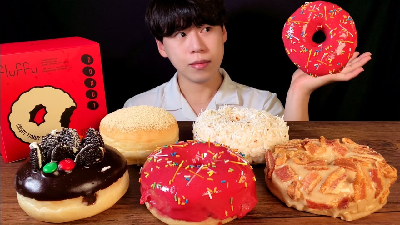SUB)플러피도넛 먹방 ASMR 단맛,짠맛,고소한맛,상큼한맛 다 있어요🍩 Fluffy Donuts  MUKBANG