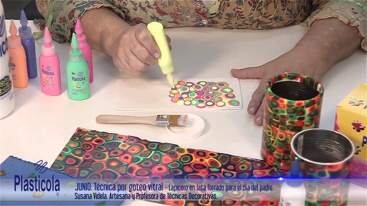 Artesan&iacute;as - Decor&aacute; porta l&aacute;pices u otros envases con esta t&eacute;cnica por Goteo utilizando Plasticola