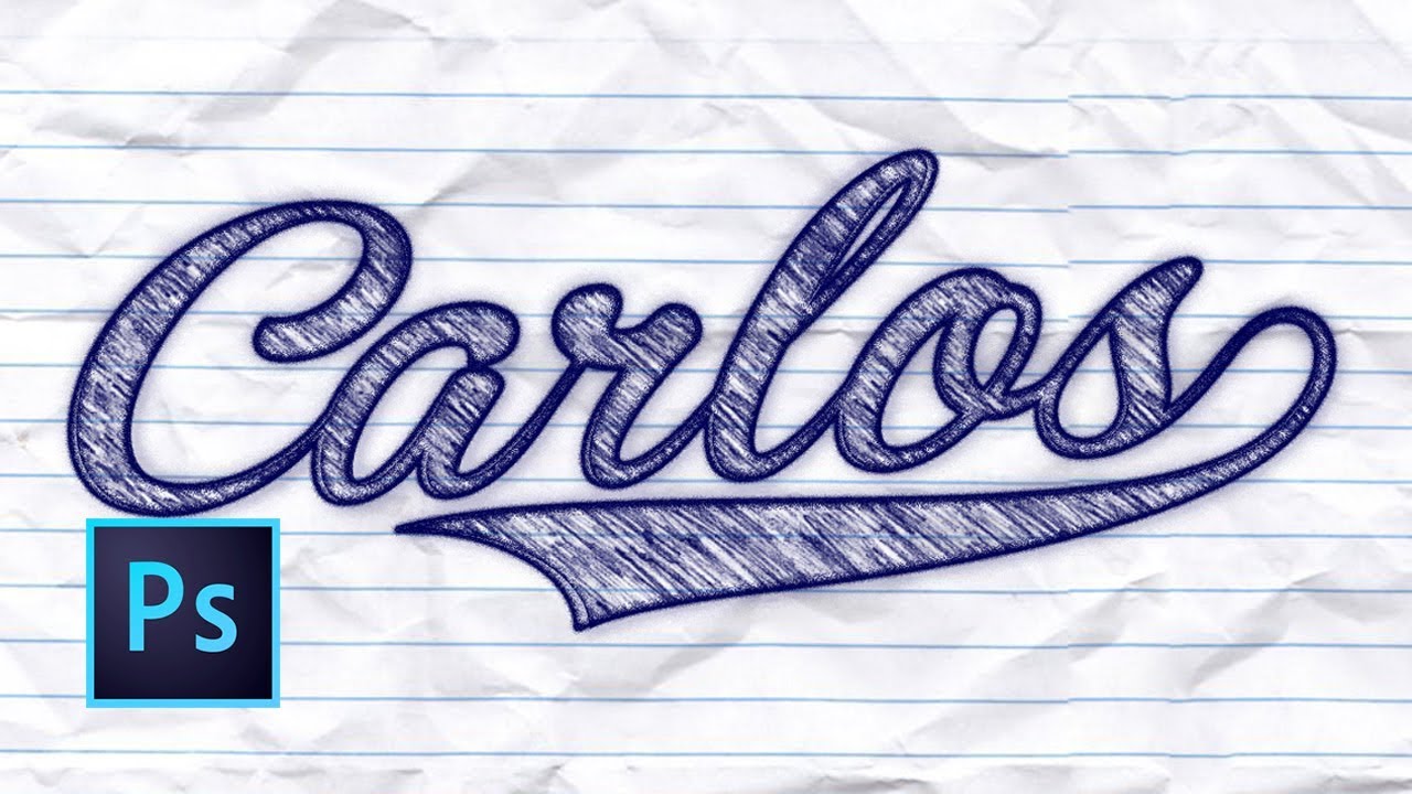 Tutorial Photoshop | Efecto Texto Dibujo | Texto Bosquejo
