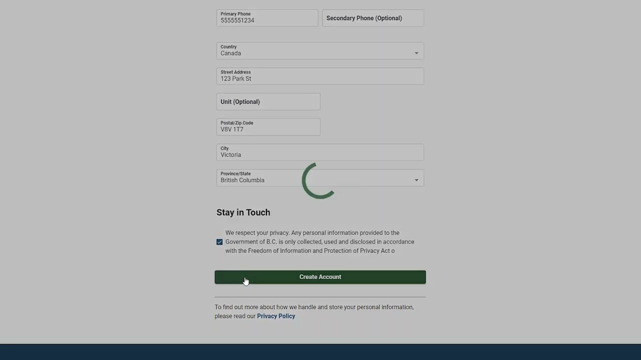 BC Parks Reservation Service - Create Your Account