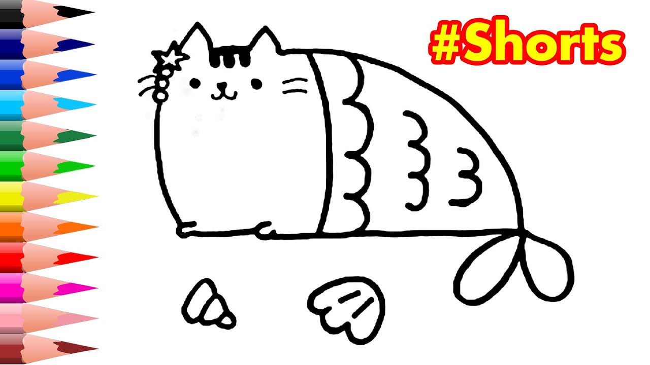 PUSHEEN CAT SEREIA | COMO DESENHAR UM PUSHEEN CAT SUPER F&Aacute;CIL | HOW TO DRAW PUSHEEN MERMAID #shorts