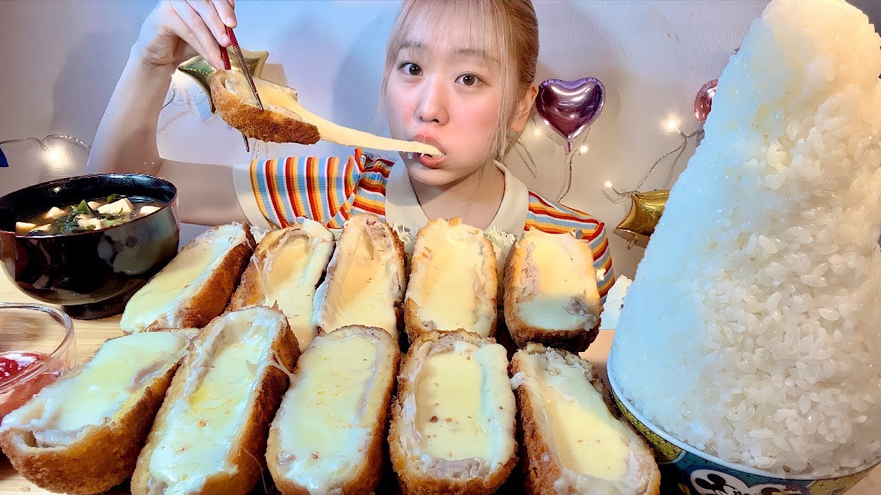 ASMR Сыр 1кг Котлета сырная свиная【русские субтитры】【Mukbang/ Eating Sounds】