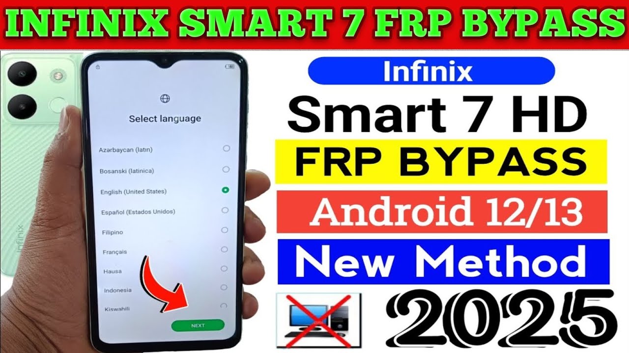 Infinix smart 7 hd Frp Bypass. Google Account Bypass 2025 letest update without computer