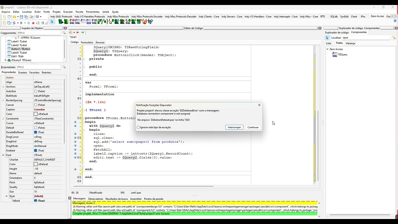 APRESENTANDO RESULTADOS DE UMA QUERY EM COMPONENTES DIFERENTES - LAZARUS 4.0