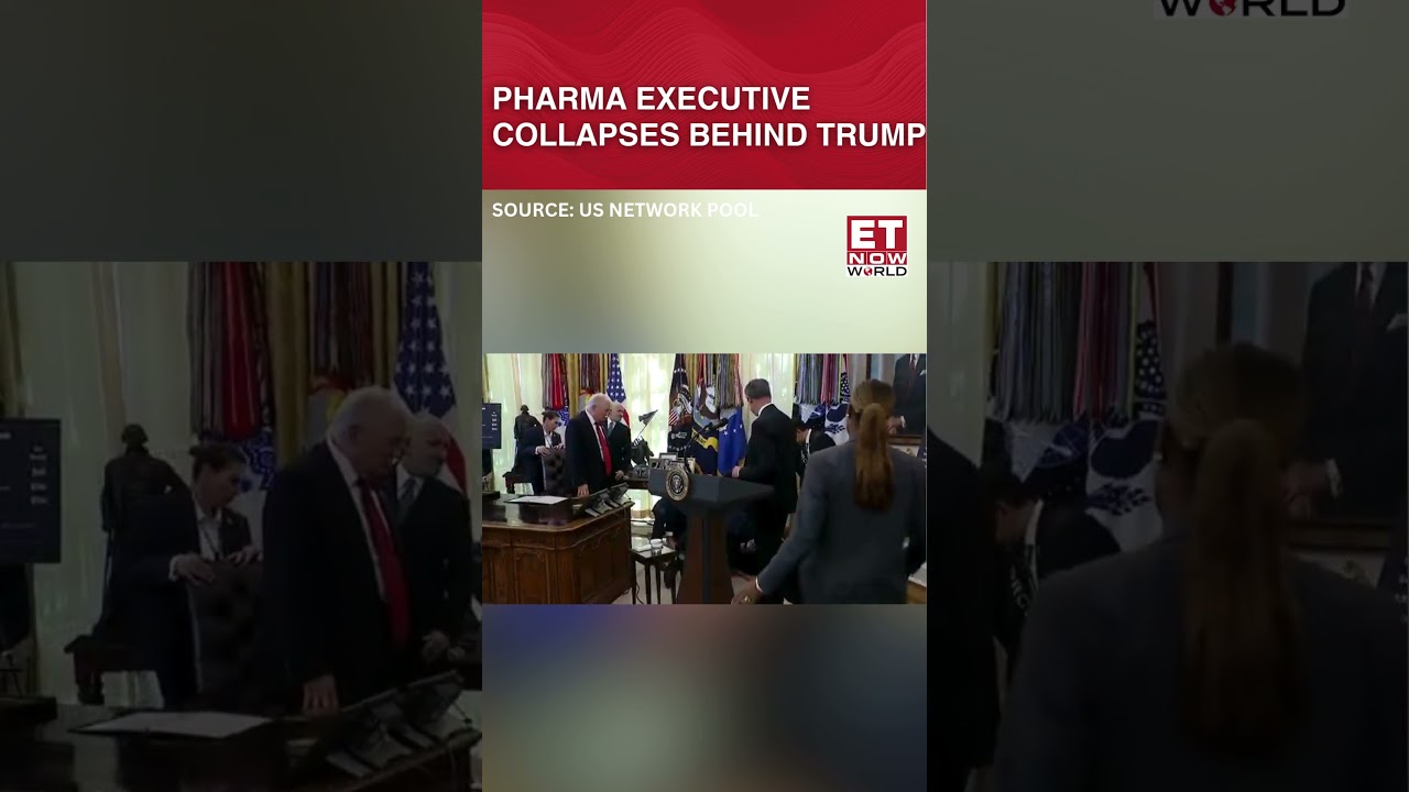 Видео: руководитель фармацевтической компании падает за спиной Трампа во время объявления цен на ...
