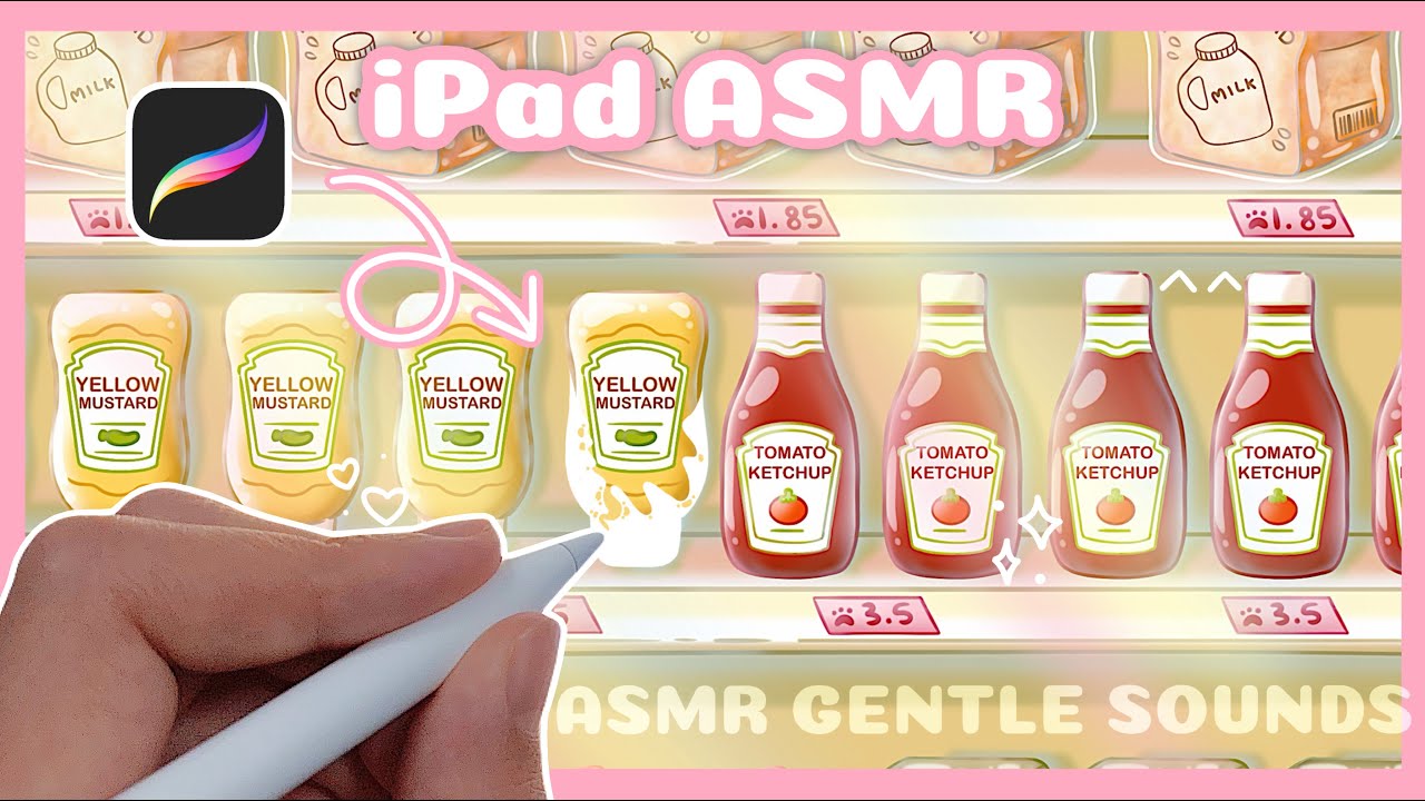 ASMR Cutesy Grocery Store 🧃+Unboxing BOYA mic ✨Apple Pencil sounds+iPad+procreate✏️