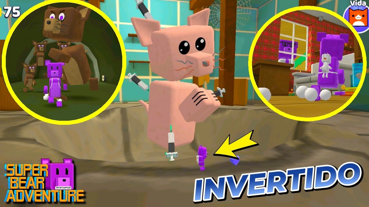 💥SUPER BEAR - INVERTIDO😱CASA GIGANTE💥VERSÃO IRMÃO DO BAAREN🔴SUPER BEAR ADVENTURE REVERSO, TEXTUR