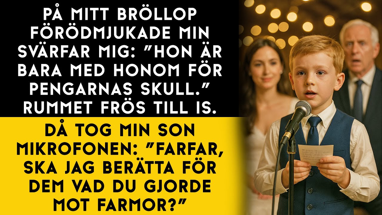 Min svärfar förödmjukade mig på mitt bröllop… tills min 8-årige son tog mikrofonen