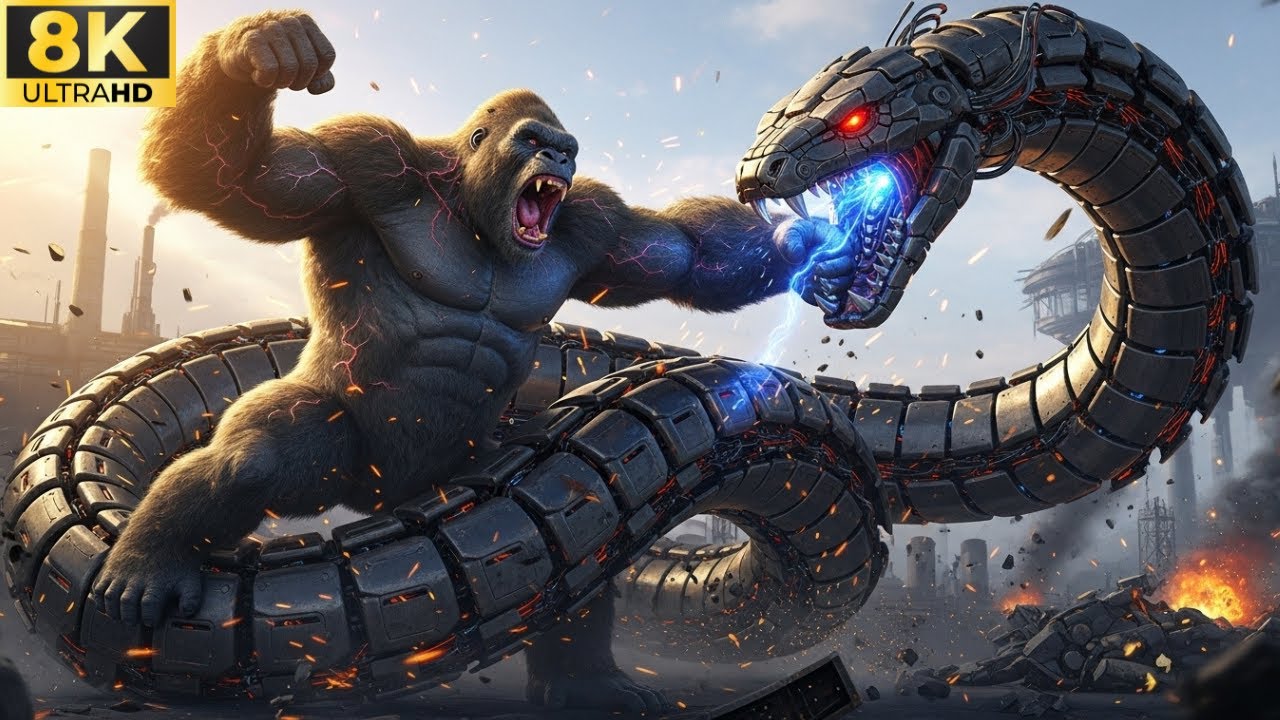 King Kong Battles Mecha-Python X9 – Steel Serpent of Destruction | Epic King Kong