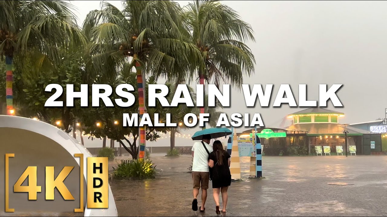 2hrs of Non-Stop Heavy Rain in Manila | Philippines | SM MOA | Relaxing Binaural Audio Rain Ambience
