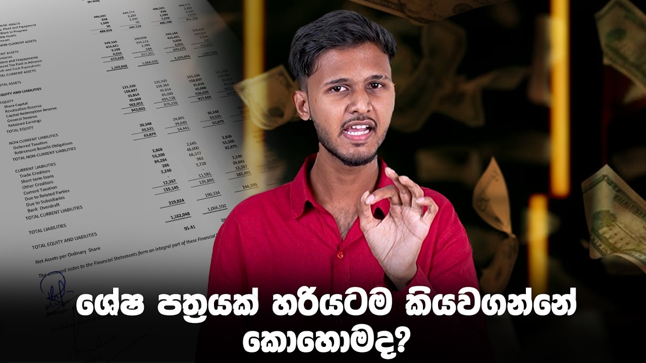 ශේෂ පත්‍රයක් හරියටම කියවගන්නේ කොහොමද?How to Read a  Balance Sheet | Guide for Stock Market Investors