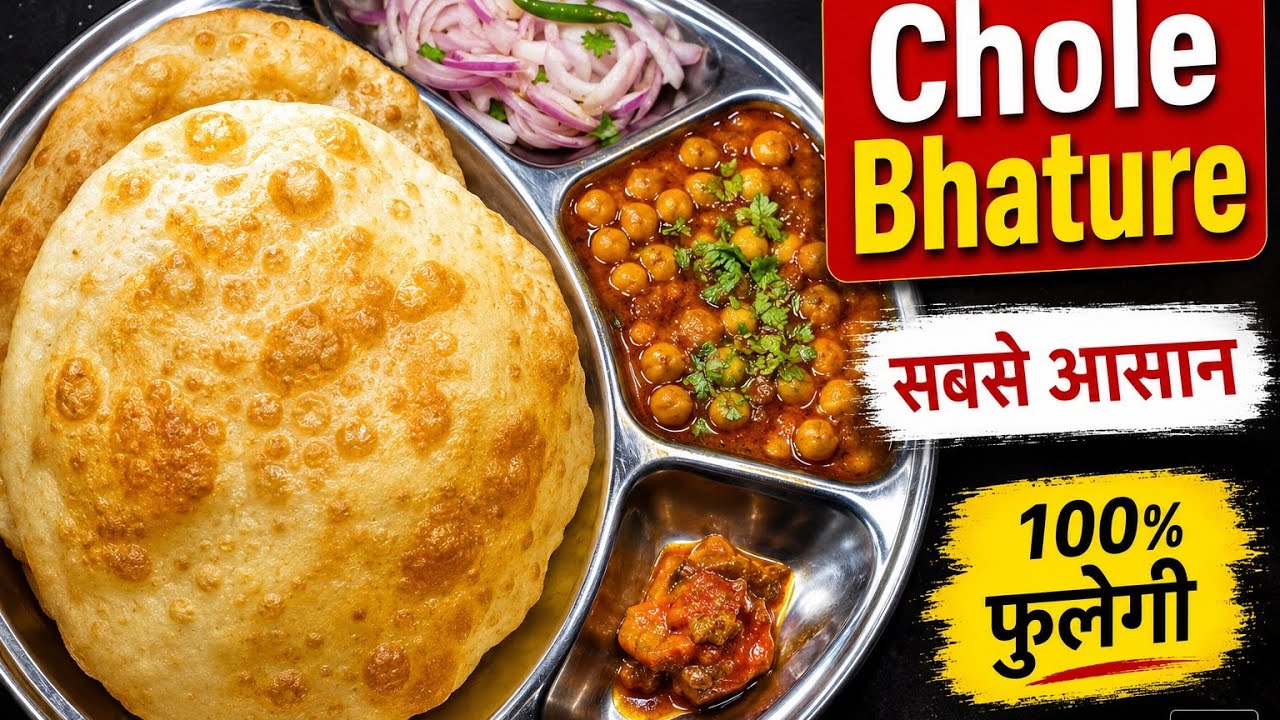 Delhi Wale chole bhature 100% fulege भाटुरे बनने की आसान रेसिपी #food #resturent #viral #street
