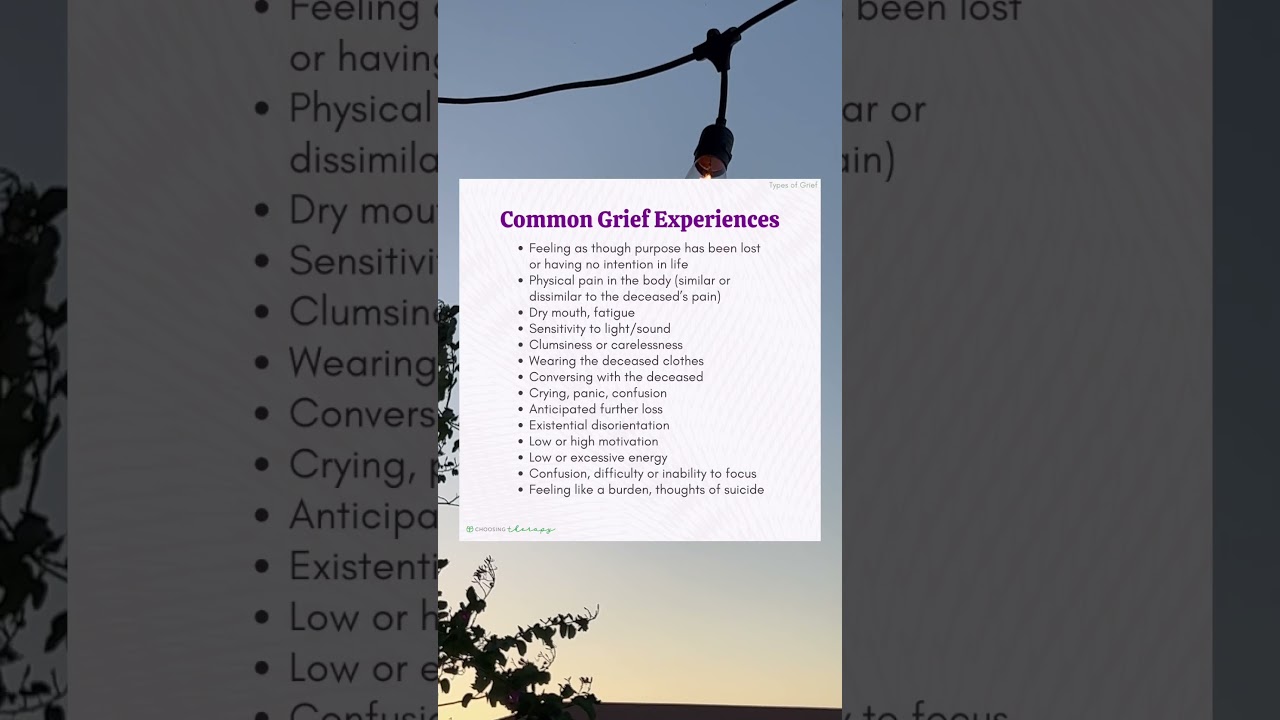 Common Grief Experiences